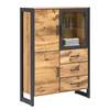 Highboard Ironwood II Echtholzfurnier / Metall - Alteiche / Grau