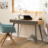 Bureau Danica fineer van echt hout - mat donkergrijs/essenhout