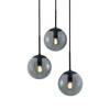 Hanglamp Balini I glas/aluminium - 3 lichtbronnen - Zwart