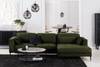 Divano angolare con penisola GAILLON Microfibra Cori: verde - Longchair preimpostata a destra