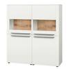 Highboard Bellano Echtholzfurnier - Matt Weiß / Balkeneiche - Ohne Beleuchtung