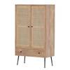 Highboard Maardu Rattan / Mango massiv - Beige / Mango