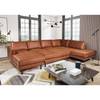 Repose-pieds XL FORT DODGE Aspect cuir vieilli - Microfibre Yaka: Cognac