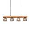 Lampada da soffitto Cestino Ferro / Massello di pino - 4 punti luce