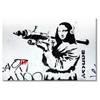 Canvas Banksy No.1 I Tela / Legno massello di abete - Nero / Bianco
