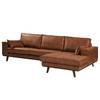 Ecksofa Jurga Antiklederlook - Microfaser Yaka: Cognac - Longchair davorstehend rechts