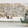 Vliesbehang Shabby Klok Wereldkaart vliespapier - beige - 384 x 255 cm