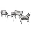 Loungeset Beverce (4 delig) rotan/polyester - grijs