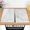 Protège-plaque de cuisson Bianco Carrara Verre de sécurité - Blanc - 60 x 52 cm