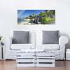 Glasbild Traumstrand Seychellen Blau - 125 x 50 x 0,4 cm - 125 x 50 cm