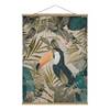 Stoffbild Collage Tukan im Dschungel Textil; Massivholz (Holzart) - Mehrfarbig - 100cm x 133,5cm x 0,3cm - 100 x 134 cm