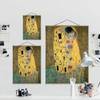 Tableau déco Gustav Klimt Le baiser Toile et bois massif - Doré - 100 cm x 133, 5 cm x 0,3 cm - 100 x 134 cm