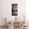 Quadro di tessuto Tramonto sul fiume Tessuto. Legno massello - Blu / Rosso - 50cm x 100cm x 0,3cm - 50 x 100 cm