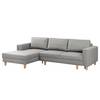 Ecksofa MAISON mit Schlaffunktion Webstoff Inas: Platin - Longchair davorstehend links