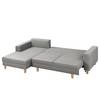 Ecksofa MAISON mit Schlaffunktion Webstoff Inas: Platin - Longchair davorstehend links