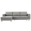 Ecksofa MAISON mit Schlaffunktion Webstoff Inas: Platin - Longchair davorstehend links