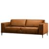 Divano Chaides (3 posti) Effetto pelle anticata - Tessuto misto Bulan: cognac - Larghezza: 228 cm