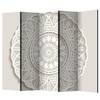 Paravento Mandala 3D Tessuto non tessuto su legno massello  - Bianco - 3 pannelli