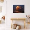 Leinwandbild Late Fall Polyester PVC / Fichtenholz - Blau  / Braun