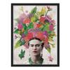 Poster e cornice Frida Kahlo con fiori Carta / Pino - Rosso - 50 x 70 cm