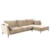 Ecksofa Gobabis Samt Ravi: Creme - Longchair davorstehend rechts