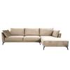 Ecksofa Gobabis Samt Ravi: Creme - Longchair davorstehend rechts