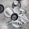 Schalen-Set CASA NOVA (4er-Set) Steinzeug / reaktive Glasur - Schwarz - Schwarz