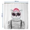 Rideau de douche PS recyclé Chat Hipster Polyester - Multicolore - 180 x 180 cm