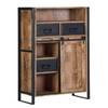 Highboard  Toleos Mango sägerau massiv / Eisen - Mangoholz / Schwarz