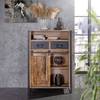 Highboard  Toleos Mango sägerau massiv / Eisen - Mangoholz / Schwarz