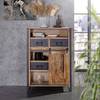 Highboard  Toleos Mango sägerau massiv / Eisen - Mangoholz / Schwarz