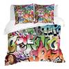 Parure de lit Urban Graffiti Microfibre / Polyester - Multicolore - 200 x 200 cm + 2 oreillers 80 x 80 cm