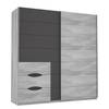 Armadio con ante scorrevoli Yutta Effetto rovere grigio / Nero