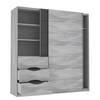 Armadio con ante scorrevoli Yutta Effetto rovere grigio / Nero