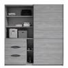 Armadio con ante scorrevoli Yutta Effetto rovere grigio / Nero