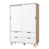 Zweefdeurkast Weser eikenhouten look/wit