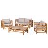 Set mobili da esterno Estela I (4) Poliestere / Legno massello di acacia - Grigio / Marrone