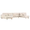 Wohnlandschaft BILLUND Bouclé Stoff Eurona: Beige - Longchair davorstehend links / Ottomane rechts - Buche Hell