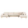 Wohnlandschaft BILLUND Bouclé Stoff Eurona: Beige - Longchair davorstehend links / Ottomane rechts - Buche Hell