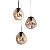 Hanglamp Lava XII gepoedercoat staal / glas - 3-flammig - Zwart/goudkleurig