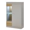 Highboard Porsi Matt Grau / Zinneiche Dekor - Glastür links