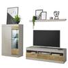 Set di 3 mobili Porsi - 150 cm Grigio opaco / Effetto quercia