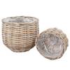 Cache-pots Pulo - Lot de 2 Verre / Rotin kubu - Marron
