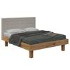 Letto in legno massello Odin II Legno massello di rovere nodato / Tessuto - Crema - 140 x 200cm