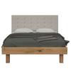 Letto in legno massello Odin II Legno massello di rovere nodato / Tessuto - Crema - 140 x 200cm