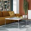 Marmeren salontafel Gleam gedemonteerd marmer/metaal - wit/chroomkleurig - Wit/chroomkleurig - 75 x 75 cm