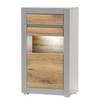 Comò di 66 cm Hillbrook Grigio opaco / Effetto quercia - 1 ante in vetro