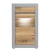 Comò di 66 cm Hillbrook Grigio opaco / Effetto quercia - 1 ante in vetro