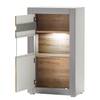 Comò di 66 cm Hillbrook Grigio opaco / Effetto quercia - 1 ante in vetro