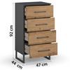 Ladekast Butte 5 lades Artisan eikenhouten look/grijs metallic
